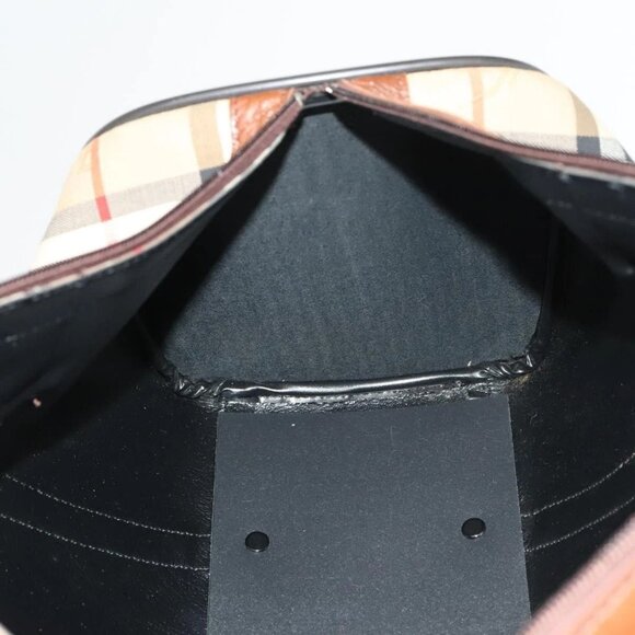 Burberrys Nova Check Boston Bag Canvas Beige Gold Auth - Picture 12 of 16